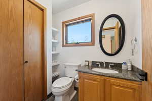 Bathroom with vanity and toilet