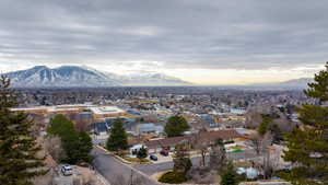 Drone / aerial view with a mountain view