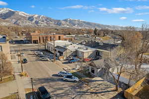 Aerial view featuring a mountain view