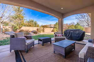 View of patio / terrace featuring area for grilling and outdoor lounge area