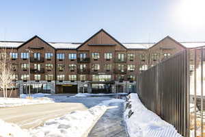 View of snow covered building