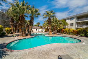 View of pool featuring a patio area