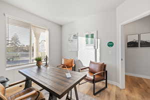 Interior space with light hardwood / wood-style floors