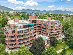 View of building exterior with a mountain view