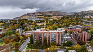 Drone / aerial view with a mountain view