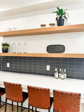 Interior space with decorative backsplash