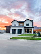 View of front of property featuring a mountain view