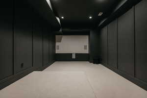 View of carpeted home theater