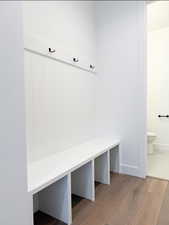 Mudroom featuring light wood-type flooring