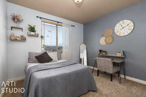 Bedroom with carpet floors