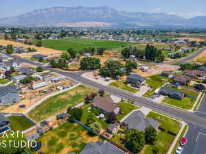 Drone / aerial view with a mountain view