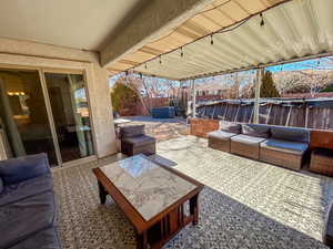 covered patio and above ground pool