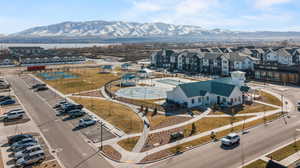 Birds eye view of property with a mountain view