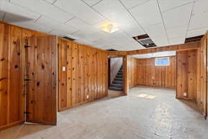 Basement with wooden walls