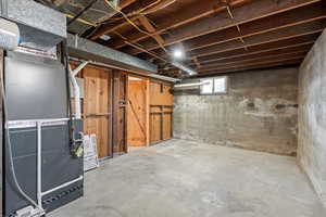 Basement with heating unit