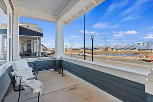 Balcony with a mountain view