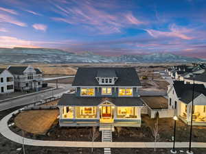 Exterior space with a porch and a mountain view