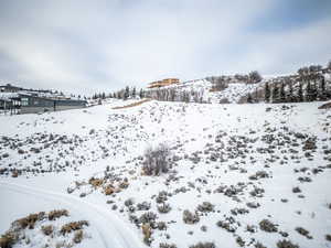 View of yard layered in snow