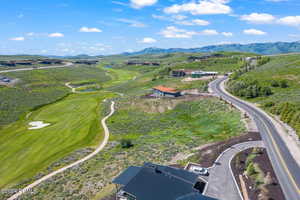 Drone / aerial view with a mountain view