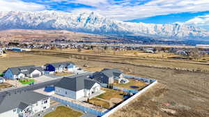 Aerial view featuring a mountain view