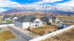 Birds eye view of property with a mountain view