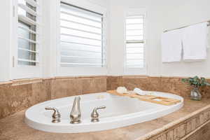 Bathroom with a bathing tub and a healthy amount of sunlight