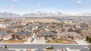 Birds eye view of property with a mountain view