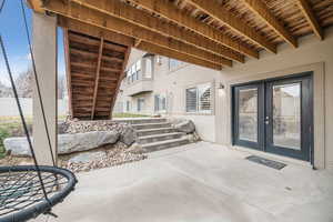 View of patio featuring french doors