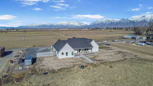 Aerial view featuring a mountain view and a rural view