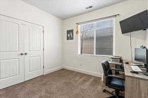 View of carpeted office space