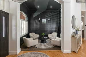 Living area featuring light wood-type flooring