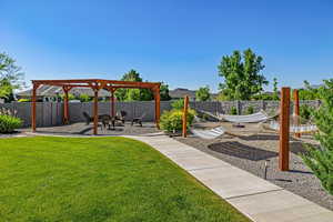 View of yard featuring a fire pit