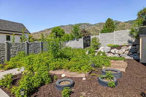 View of yard featuring a mountain view