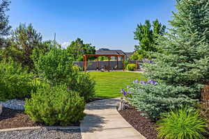 View of yard with a gazebo