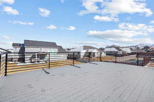 Wooden terrace with a mountain view