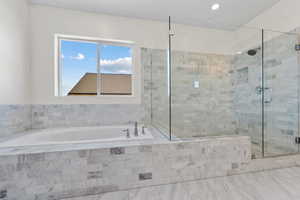 Bathroom with plus walk in shower