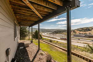 View of yard with a mountain view