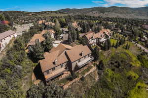 Drone / aerial view with a mountain view