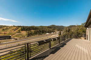 Wooden terrace with a mountain view