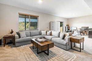 View of carpeted living room