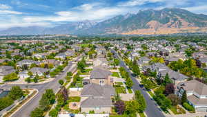 Aerial view featuring a mountain view