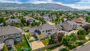 Aerial view featuring a mountain view