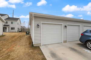 Garage with central AC unit