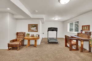 Basement nook for extra office or your gym equipment