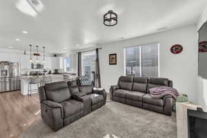 Living room featuring light hardwood / wood-style flooring