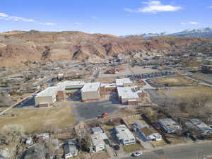 Drone / aerial view with a mountain view