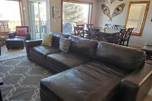 Living room with tile patterned flooring
