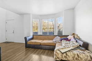 Bedroom with light wood-type flooring