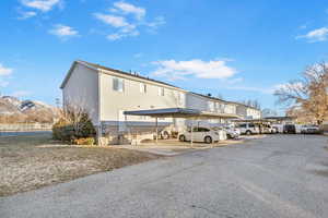 Exterior space featuring a mountain view