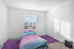 Bedroom featuring carpet